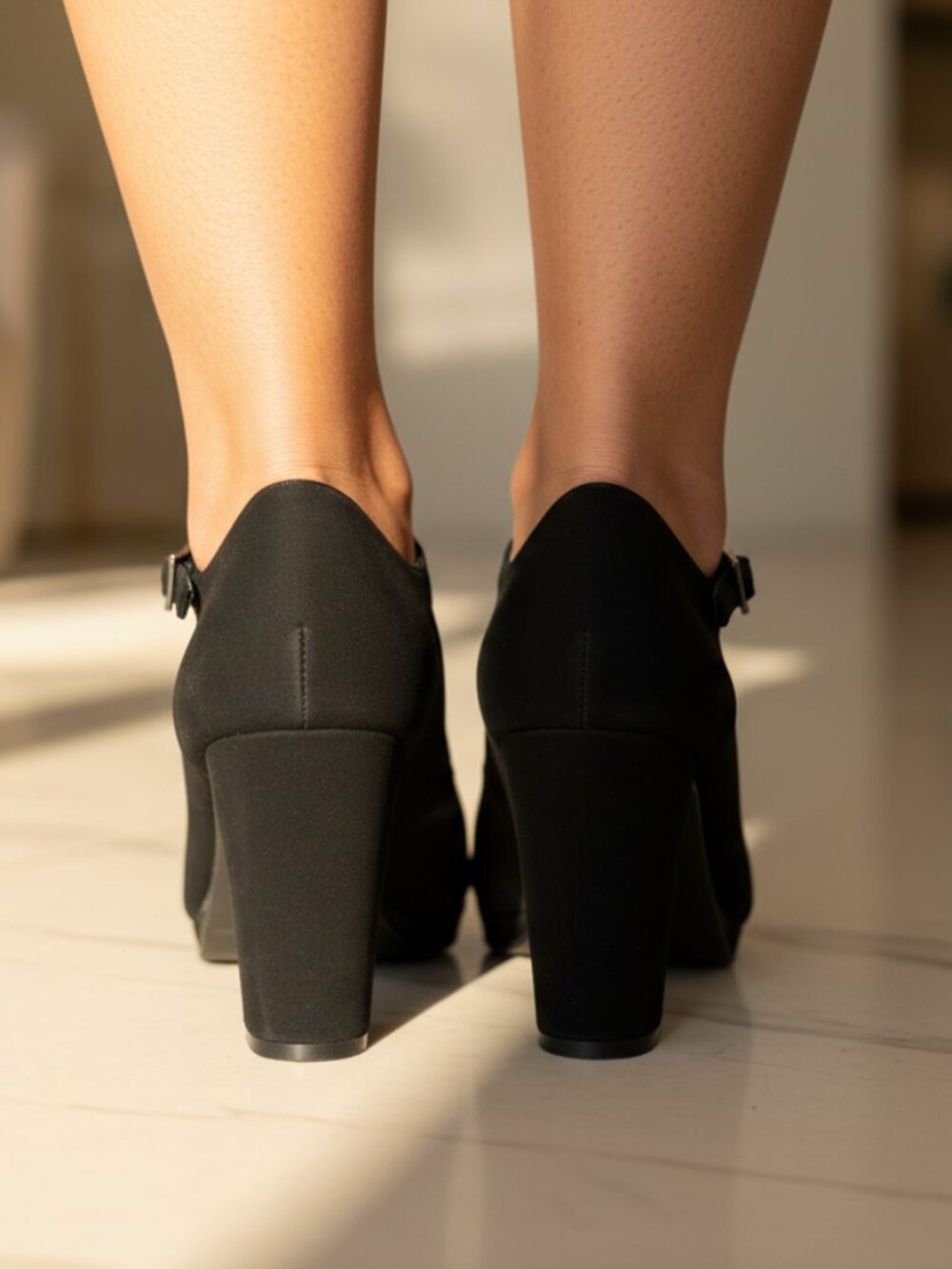 NWT Pazzle Black Ankle Strap Platform Mary Jane Heels - Picture 2 of 8